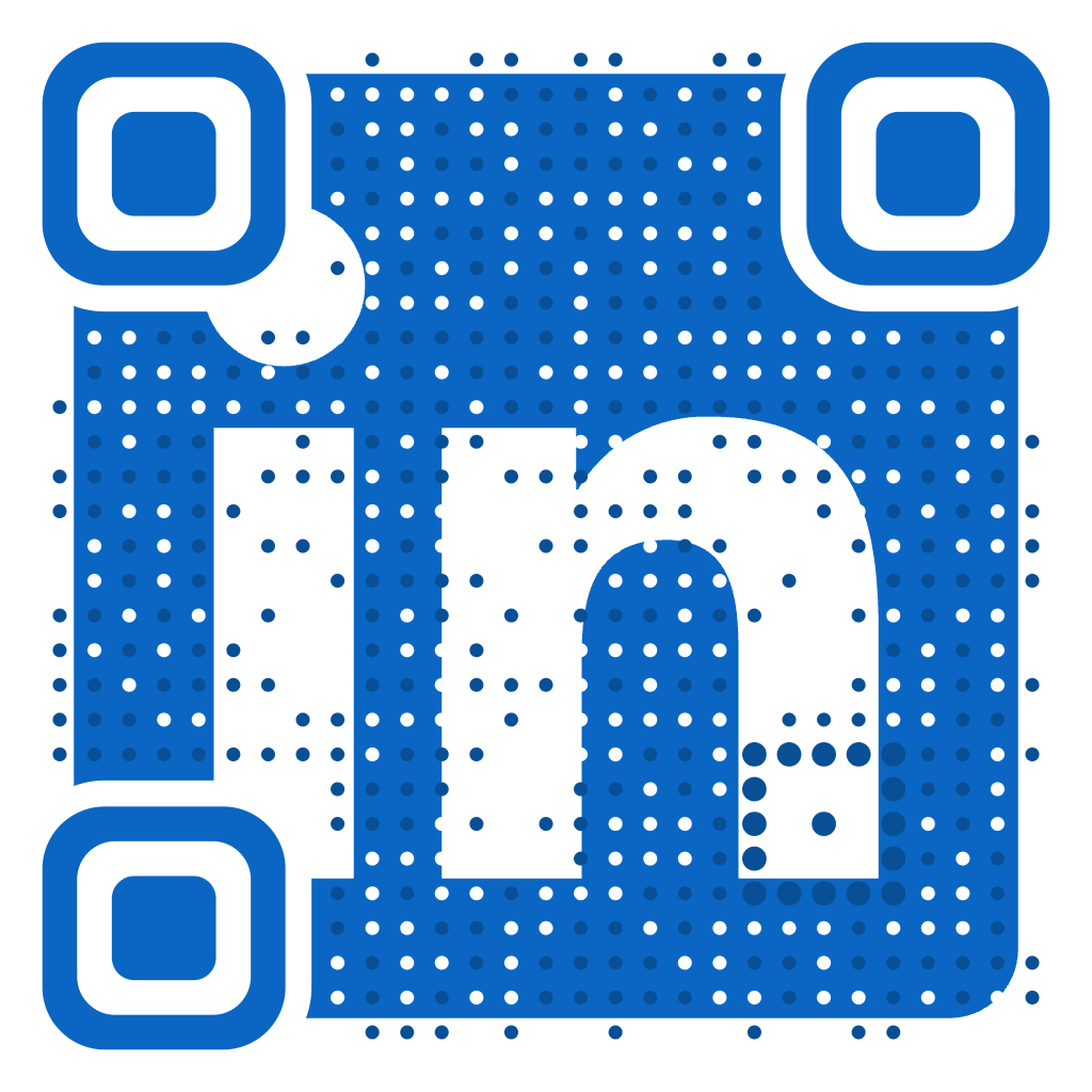 LinkedIn logo blended into a custom QR code