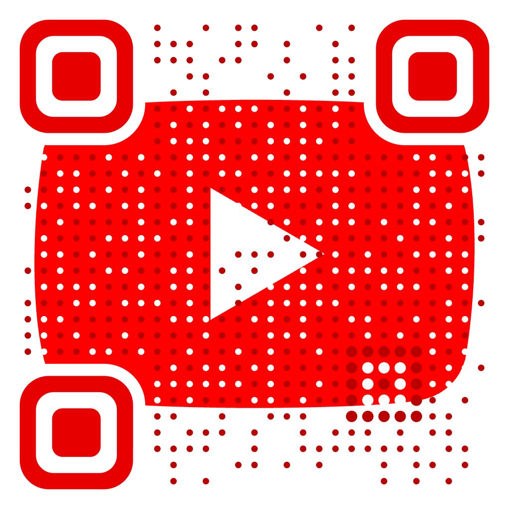 YouTube logo blended into a custom QR code